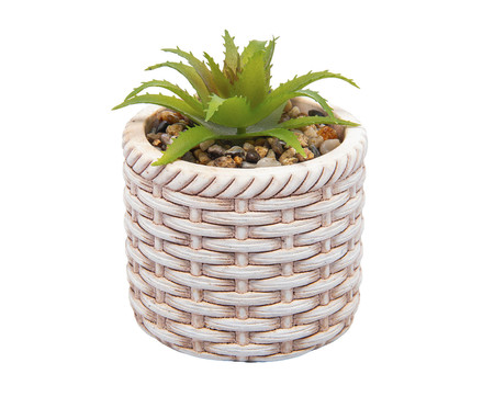 Cachepot de Cerâmica com Suculenta Rattan