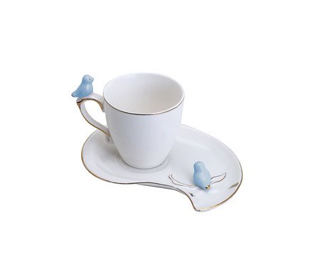 Jogo de Xícaras para Café Cute Birds Design Plate | WestwingNow