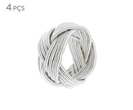 Jogo de Porta-Guardanapos Corda Prateado | Westwing