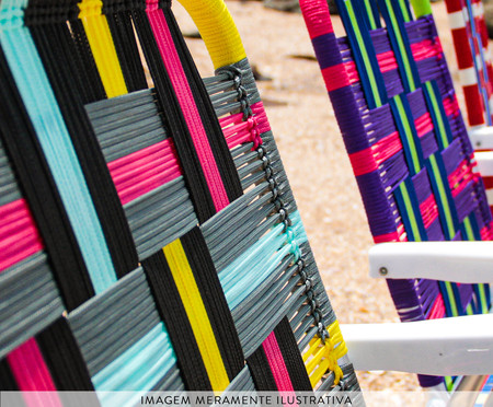 Cadeira de Praia Custom Faixas Cinzas e Pretas com Neon | WestwingNow