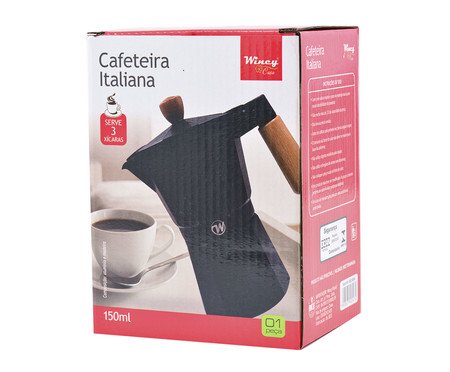 Cafeteira Italiana Pequena com Alça - Preto | Westwing