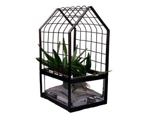 Terrário Grid Pequeno em Madeira - Preto, black | WestwingNow
