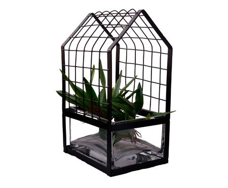 Terrário Grid Pequeno em Madeira - Preto | Westwing