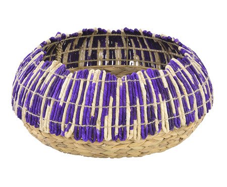 Cesto em Palha com Alça Dam Trau - Roxo | Westwing