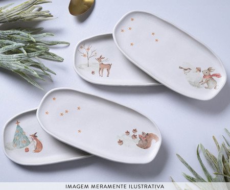 Jogo de Travessas Oval Orgânico Christmas Card | Westwing