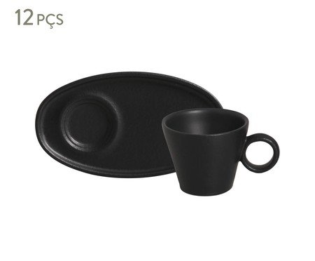 Jogo de Xícaras para Café Neo Oval Preto Matte | Westwing