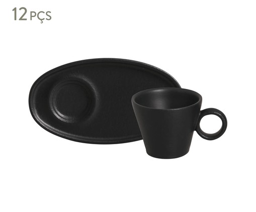 Jogo de Xícaras para Café Neo Oval Preto Matte, Preto | WestwingNow