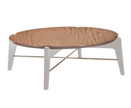 Mesa de Centro Gieben Off-White e Dourado