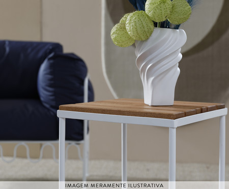 Mesa Lateral Pop Outdoor Waves Branca e Madeira | WestwingNow