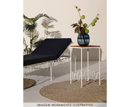 Mesa Lateral Pop Outdoor Waves Branca e Madeira | WestwingNow