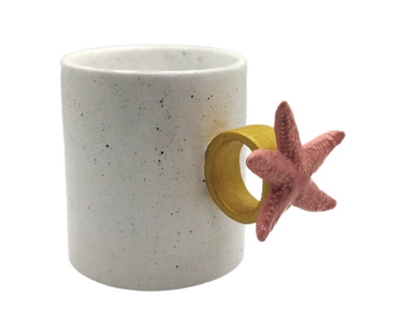 Caneca Starfish Branca e Rosa 200ml