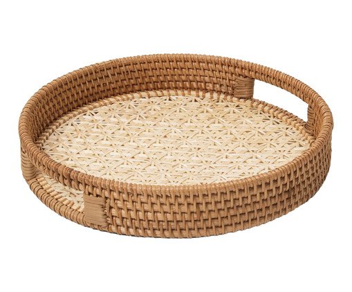 Bandeja Rattan Circular Natural, Bege | WestwingNow