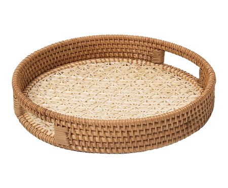 Bandeja Rattan Circular Natural