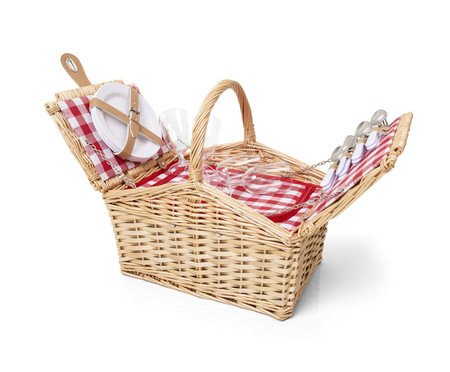 Cesto para Picnic Madely Xadrez Vermelho | Westwing