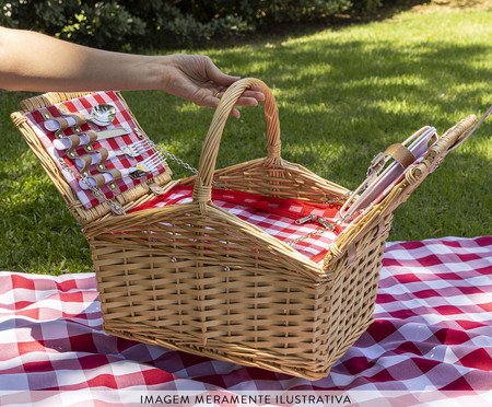 Cesto para Picnic Madely Xadrez Vermelho | Westwing