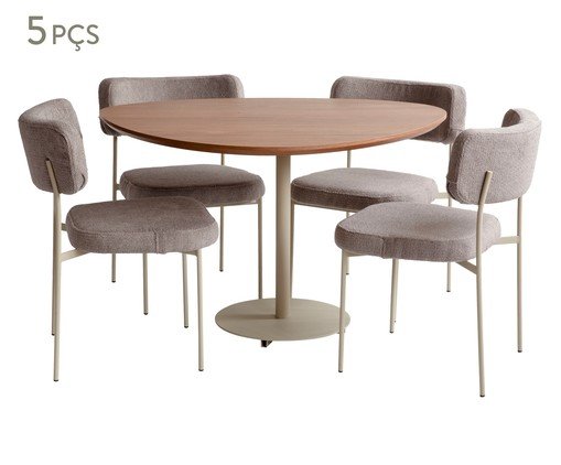 Jogo de Mesa de Jantar Orgânica Taupe Slim Boucle Cinza- 05 Peças, grey | WestwingNow