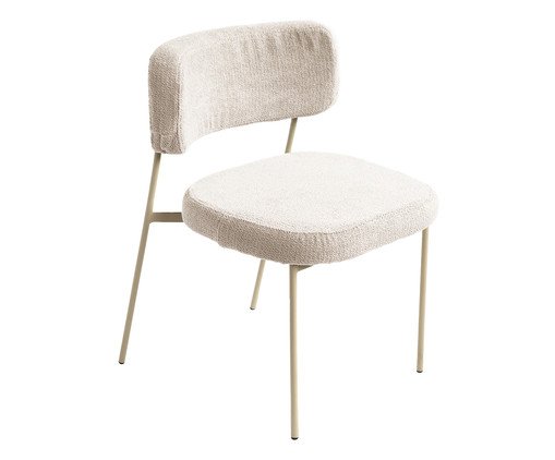Cadeira Slim Boucle Off White e Taupé, Cobre | WestwingNow
