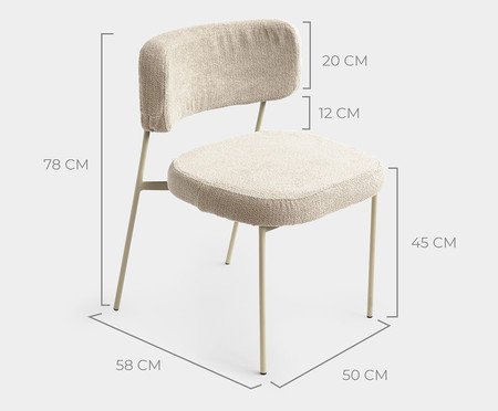Cadeira Slim Boucle Off White e Taupé | Westwing