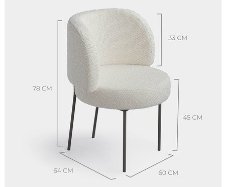Cadeira Zurique Bouclé Off White e Preta | Westwing