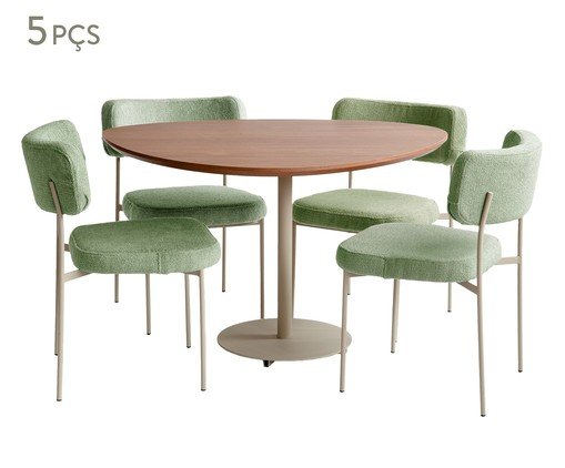 Jogo de Mesa de Jantar Orgânica Taupe Slim Boucle Chá Verde, green | WestwingNow