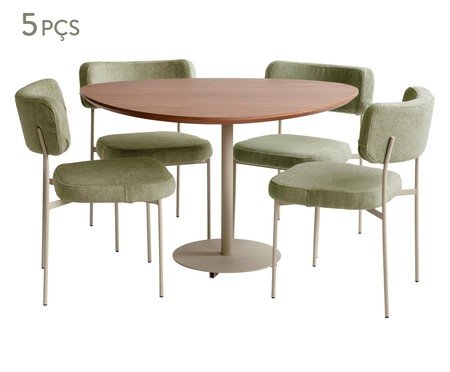 Jogo de Mesa de Jantar Orgânica Taupe Slim Boucle Chá Verde | Westwing