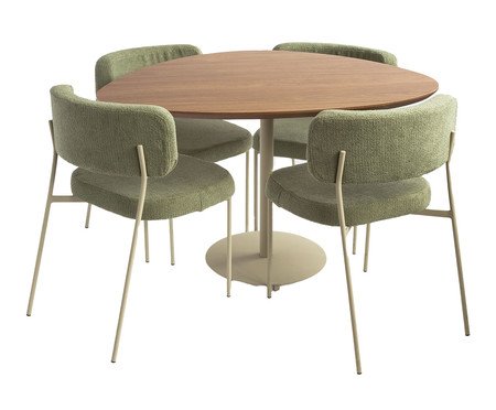 Jogo de Mesa de Jantar Orgânica Taupe Slim Boucle Chá Verde | Westwing