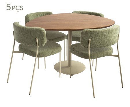 Jogo de Mesa de Jantar Orgânica Taupe Slim Boucle Chá Verde | Westwing
