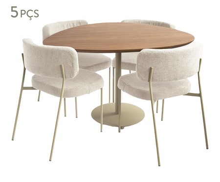 Jogo de Mesa de Jantar Orgânica Taupe Slim Loop Aveia Taupe