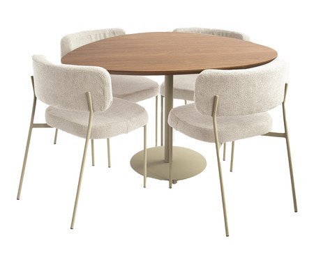 Jogo de Mesa de Jantar Orgânica Taupe Slim Boucle Off White | Westwing