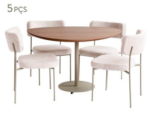 Jogo de Mesa de Jantar Orgânica Taupe Slim Boucle Off White, Cobre | WestwingNow