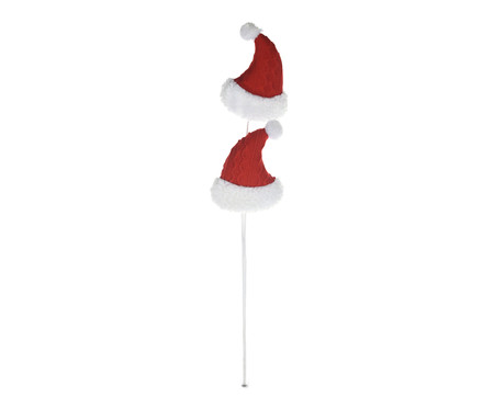 Enfeite de Natal Galho Gorros Noel - Vermelho e Branco