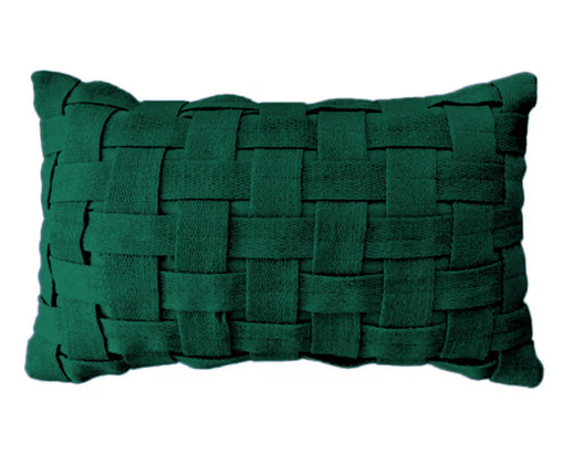 Capa de Almofada Trançada Retangular Verde Musgo, Verde | WestwingNow