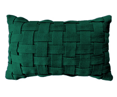 Capa de Almofada Trançada Retangular Verde Musgo