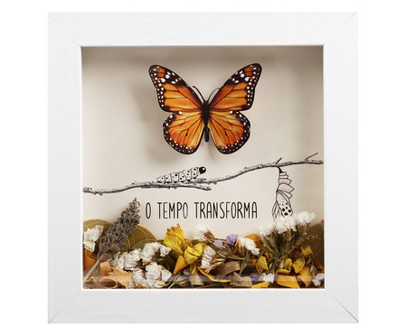 Quadro Borboleta Laranja Branco - M