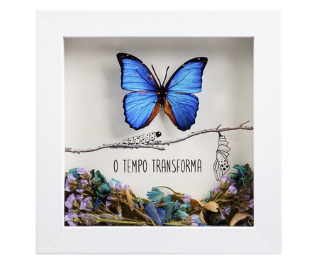 Quadro Borboleta Azul Branco - M