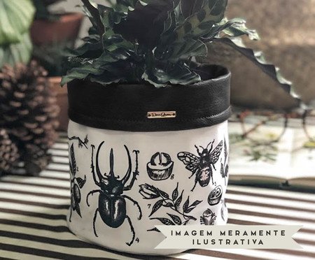 Cachepot em Couro Natureza Preto | Westwing