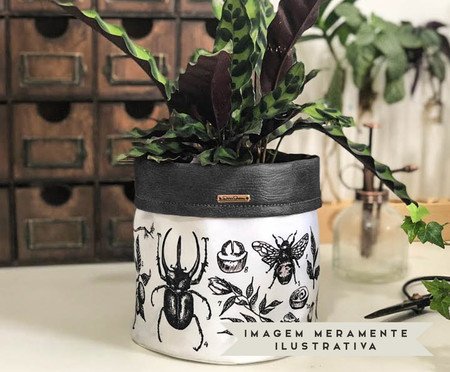 Cachepot em Couro Natureza Preto | Westwing