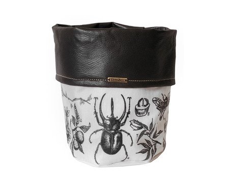 Cachepot em Couro Natureza Preto | Westwing