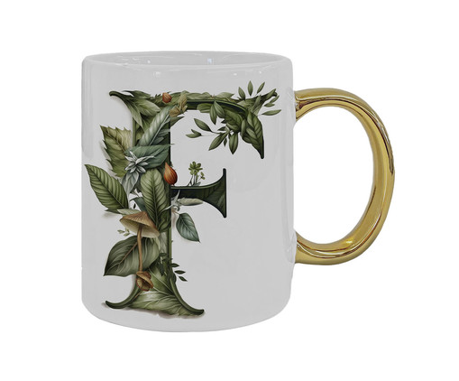 Caneca Monograma Botanical 'F', Colorido | WestwingNow