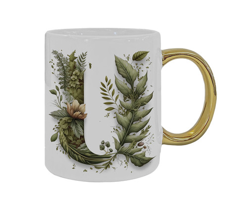 Caneca Monograma Botanical 'U', Colorido | WestwingNow