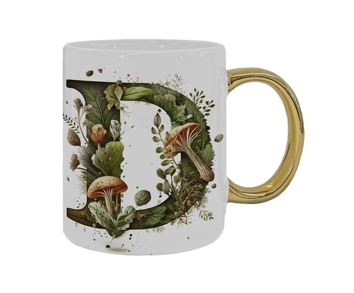 Caneca Monograma Botanical 'D', Colorido | WestwingNow