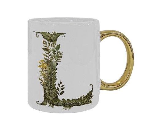 Caneca Monograma Botanical 'L', Colorido | WestwingNow