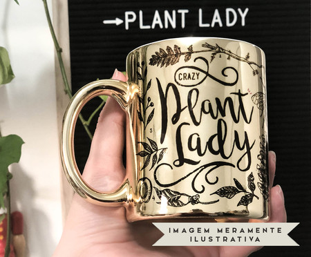 Caneca Crazy Plant Lady Dourada | WestwingNow
