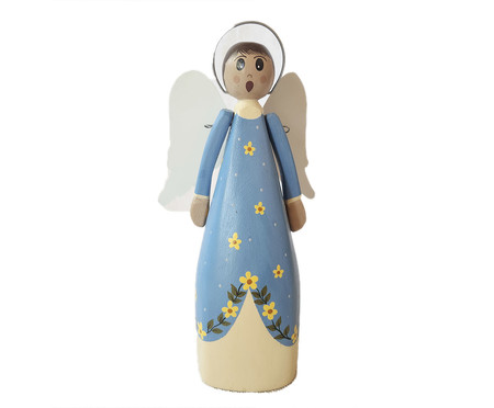 Anjo Médio em Madeira - Azul