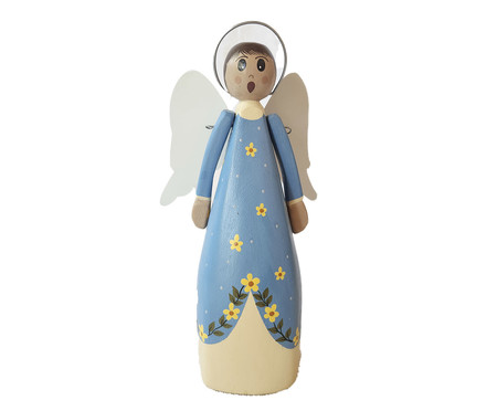 Anjo Pequeno em Madeira - Azul