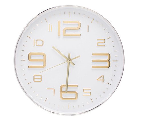 Relógio de Parede Dourado, Branco | WestwingNow