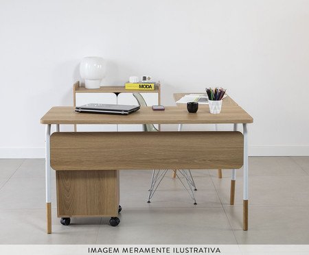 Mesa Escrivaninha Estação De Trabalho Em L Flexus - Hanover e Branco | Westwing