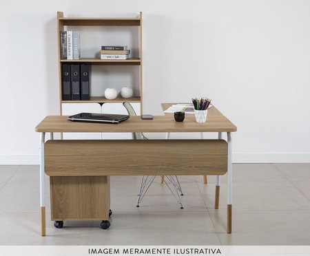 Mesa Escrivaninha Estação De Trabalho Em L Flexus - Hanover e Branco | Westwing