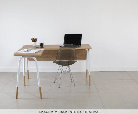 Mesa Escrivaninha Estação De Trabalho Em L Flexus - Hanover e Branco | Westwing