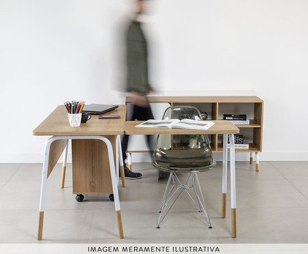 Mesa Escrivaninha Estação De Trabalho Em L Flexus - Hanover e Branco | Westwing